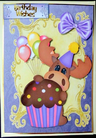 Birthday Moose with Cupcake by Mary Murphy