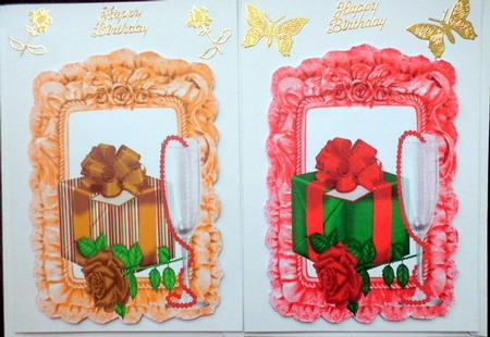 Gift with Rose and Pearls in Frill Frame Toppers by Mary Murphy