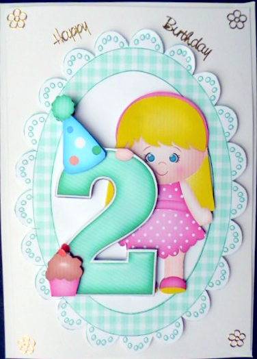 Birthday Girl with Party Hat Aged 2 by Mary Murphy