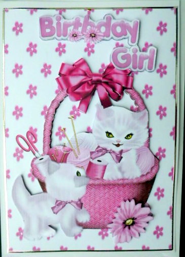 Birthday Kitties in Sewing Basket by Mary Murphy