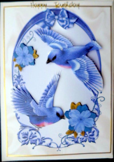 Pretty Blue Birds with Blue Flowers by Mary Murphy