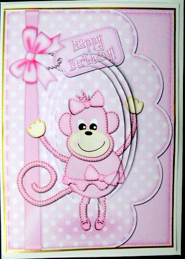 A5 Tu Tu Monkey Oval Pyramage Topper by Mary Murphy