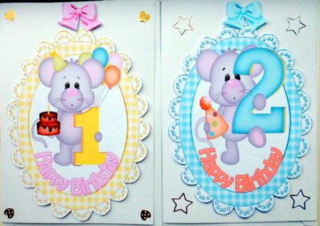 Birthday Mice Toppers for Aged 1 & 2 Yr Olds by Mary Murphy