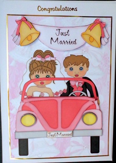 Just Married - Cute Bride & Groom in Car by Mary Murphy