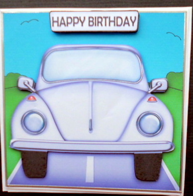 Vw Beetle Car Quick Card N 3D Decoupage by Mary Murphy