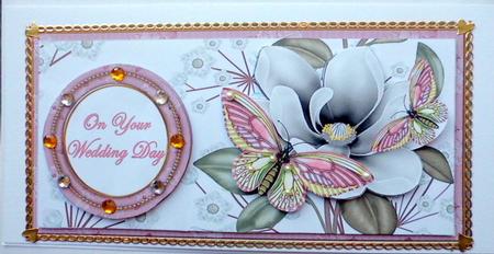 Pink Butterfly Wedding Day Dl Decoupage Topper by Mary Murphy
