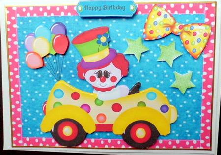 Lovely Clown in Clown Car with Balloons by Mary Murphy