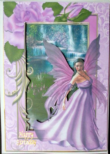 Lilac Fairy at the Waterfall + Rose Frame by Mary Murphy