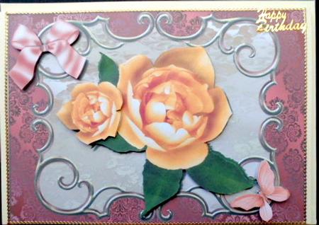 Peach Rose in Bronze Frame by Mary Murphy