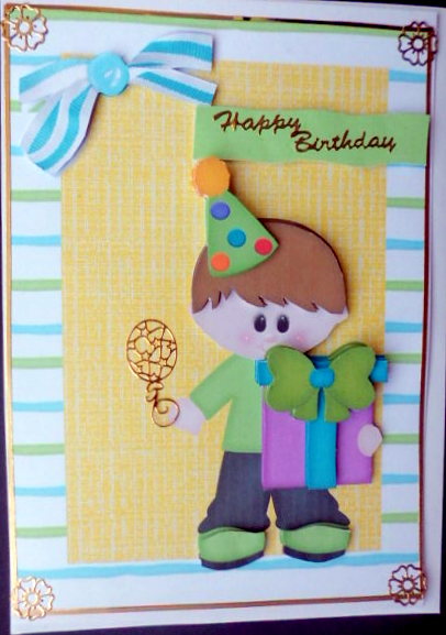 Little Birthday Boy with Present by Mary Murphy