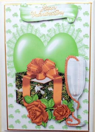 Gift with Gold Rose on Green Lace Heart by Mary Murphy