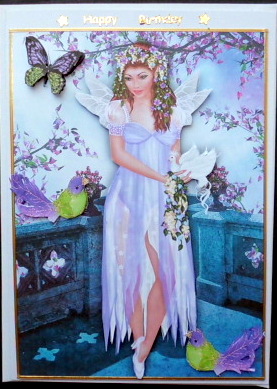 Pretty Faerie with Fantasy Birds and Butterflies by Mary Murphy