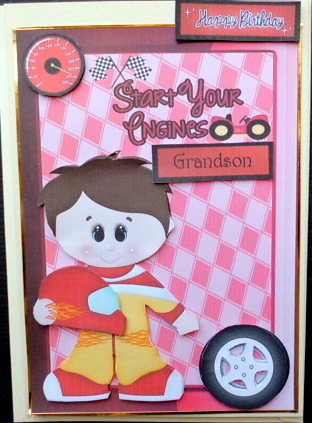 Racing Car Boy with Helmet by Mary Murphy