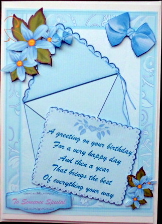 Lovely Blue Card and Envelope with Verse by Mary Murphy