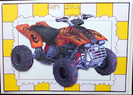 Muddy Quad Bike with Helmet by Mary Murphy