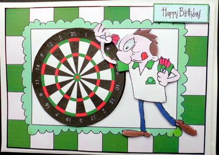 Dart Board with Player A5 by Mary Murphy