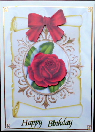Red Rose in Ornate Frame on a Scroll by Mary Murphy