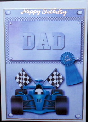Blue Formula 1 Racing Dad Topper by Mary Murphy