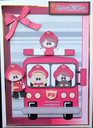 Lovely Red Fire Engine with Fire Fighters by Mary Murphy