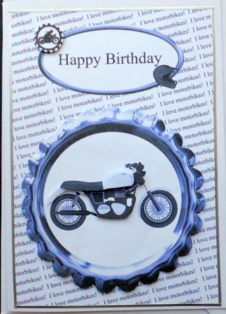 Motorbike Birthday Decoupage Card by Mary Murphy