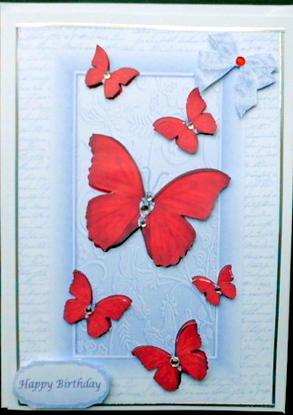 Beautiful Red Butterflies in Silver Frame by Mary Murphy