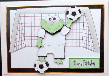 Cute Froggie Footballer with Goal Post by Mary Murphy