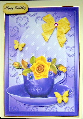 Beautiful Yellow Rose's in Blue Teacup by Mary Murphy