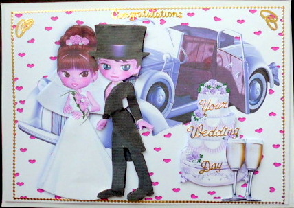 Wedding Couple with Car and Champagne by Mary Murphy