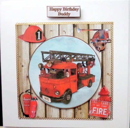 Fireman Rescue Equipment Topper & Decoupage by Mary Murphy