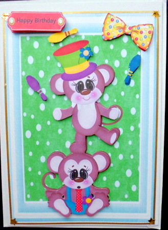 Balancing Monkey Act in Chunky Blue Frame by Mary Murphy