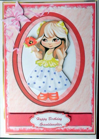 Cute Little Girl with Flower Decoupage Card by Mary Murphy