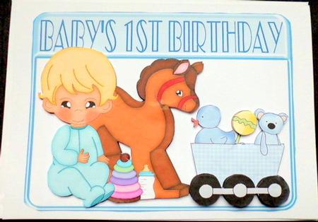 Baby Boys 1st Birthday with Rocking Horse and Train by Mary Murphy