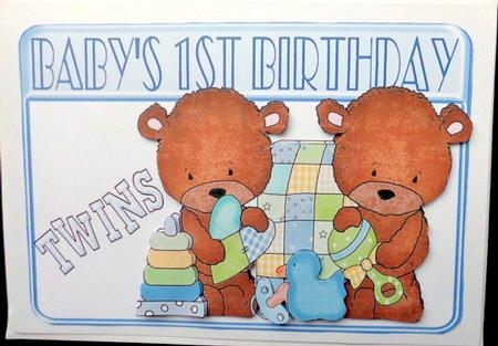 Twin Boy Teddies 1st Birthday by Mary Murphy