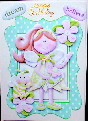 Little Petal Pixie with Bumble Bee and Flowers by Mary Murphy