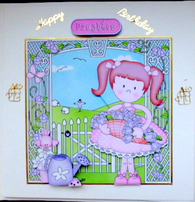 Girlz Liz's Flower Basket Quick Card with 3D Decoupage by Mary Murphy