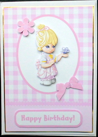 Cute Butterfly Girl Card Front with Decoupage by Mary Murphy