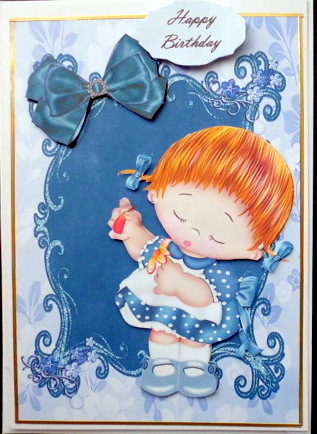 Lovely Little Girl in Blue Polka Dot Dress by Mary Murphy