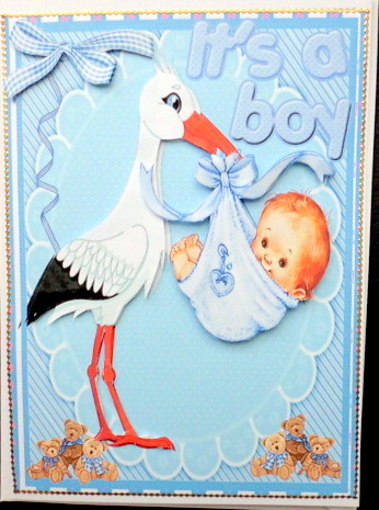 Lovely Stork and Baby Boy by Mary Murphy