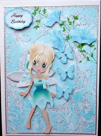 Lovely Aqua Fairy with Aqua Flowers by Mary Murphy