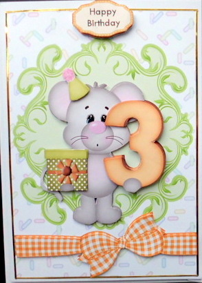 Lovely Mouse with Large Number 3 by Mary Murphy