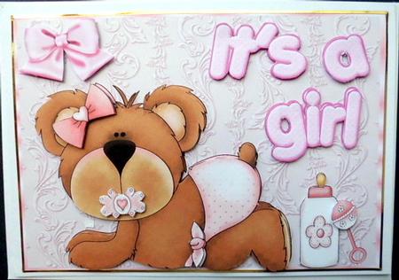 Baby Girl Teddy Bear by Mary Murphy