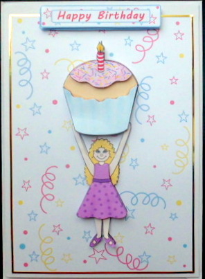 Giant Birthday Cupcake and Girl by Mary Murphy