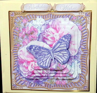 Pretty Flowers & Butterfly Round Edged Pyramage & Decoupage by Mary Murphy