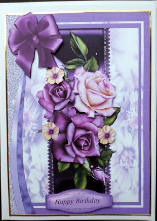 A5 Lovely Deep Maurve Roses and Buttercups by Mary Murphy