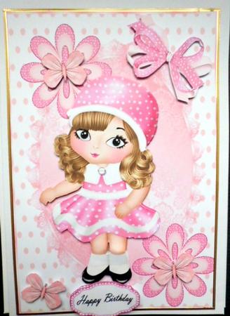 Lovely Little Girl with Pink & White Polka Dot Dress by Mary Murphy