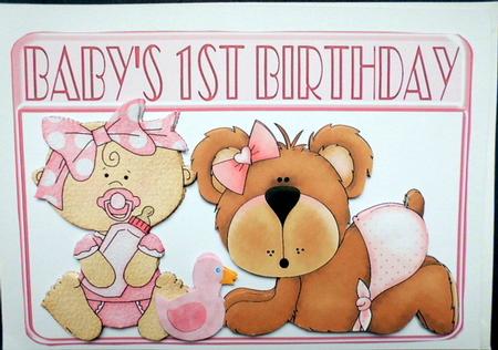 Baby Girl and Teddy! First Birthday by Mary Murphy