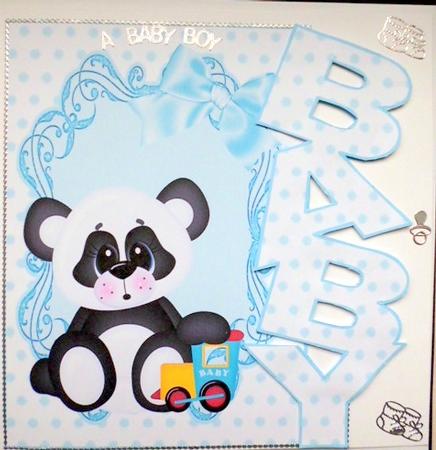 Lovely Baby Boy Panda Baby Card by Mary Murphy