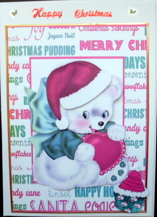 Little Bear in Santa Hat Holding a Big Heart by Mary Murphy