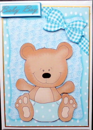 Adorable Bear in Blue Polka Dot Nappy by Mary Murphy