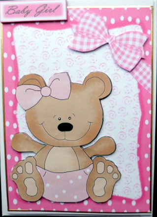 Adorable Bear in Pink Polka Dot Nappy by Mary Murphy